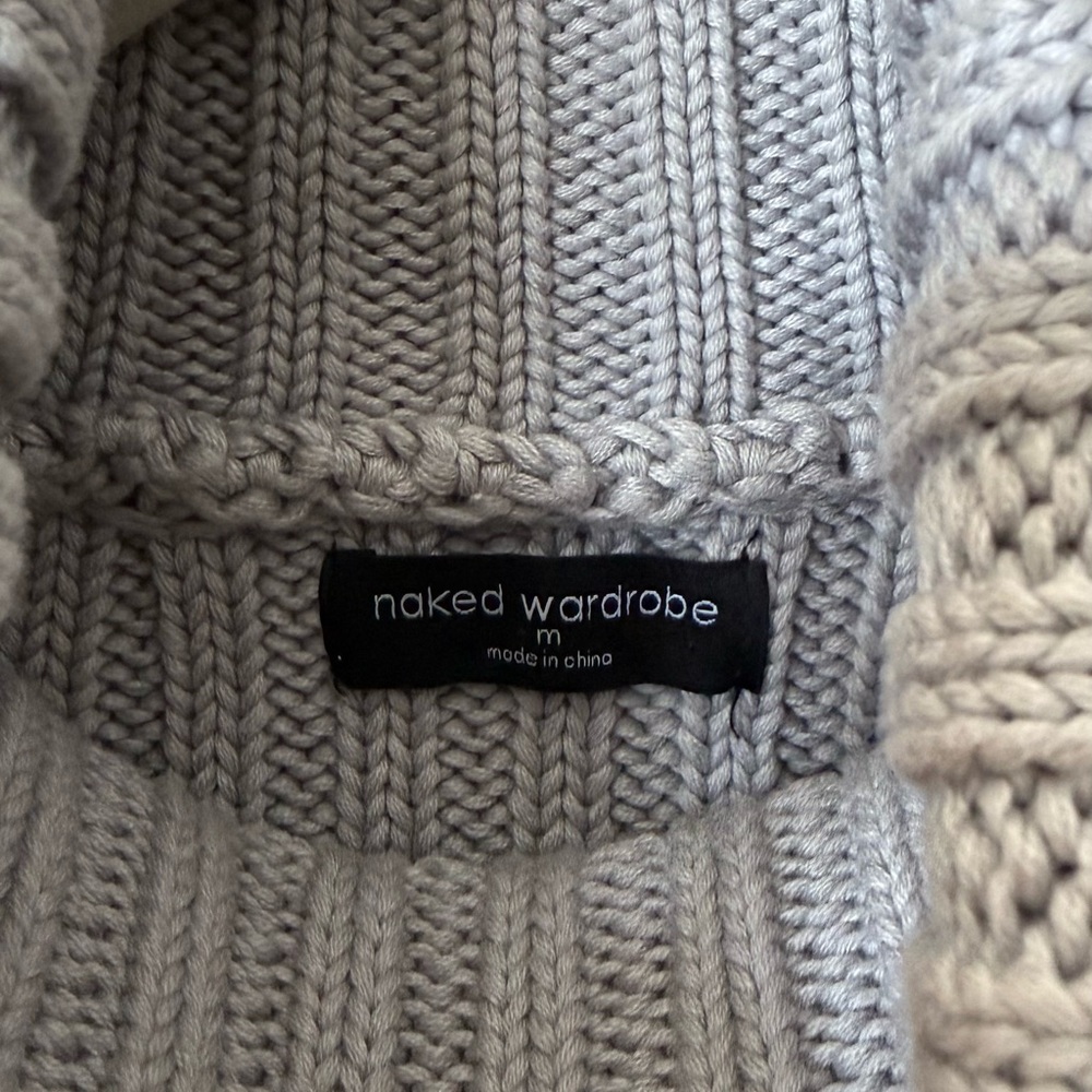 Naked Wardrobe Gray Sweater Cropped Ribbed Turtleneck Size M - Picture 7 of 7